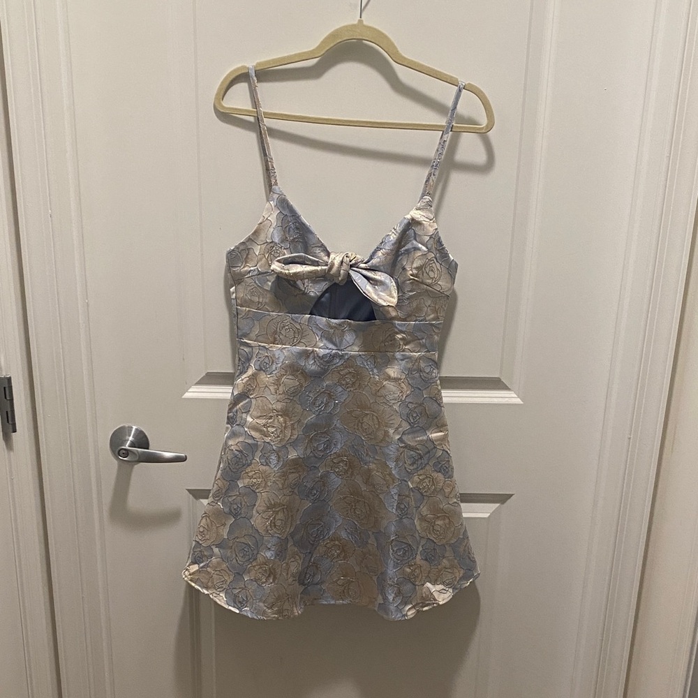Lulu's Blue and Cream Floral Dress